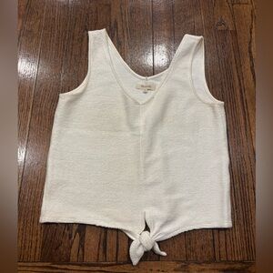 Madewell Cream Knit V-Neck Tie-Front Tank